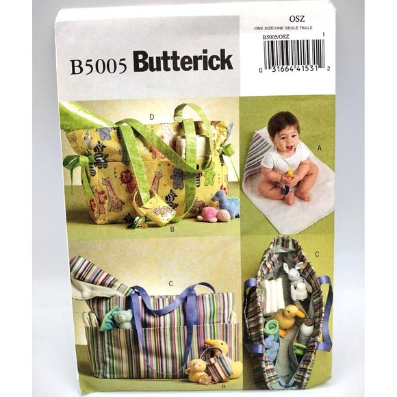 Pattern B5005 Butterick Baby Changing Pad Diaper Bag Pacifier Case 2007 OS Uncut - Picture 1 of 7